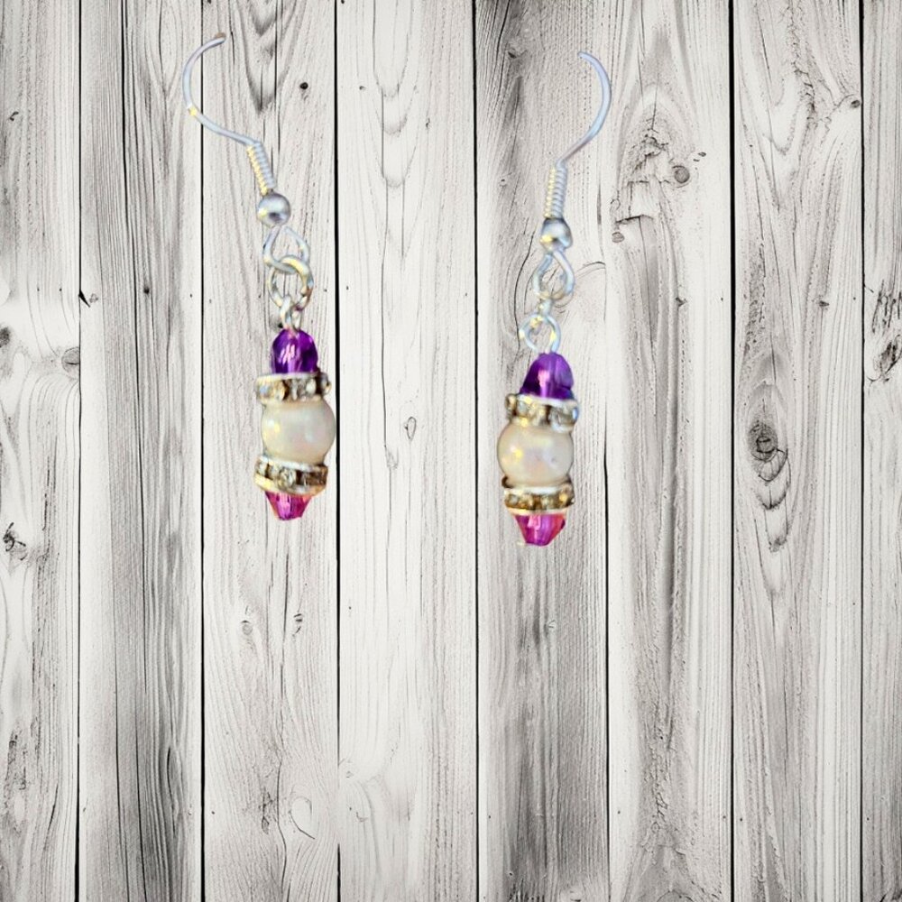 Purple & Pearl earrings